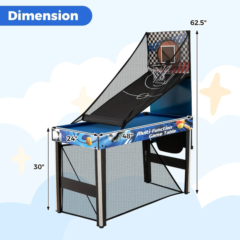 10-in-1 Combo Game Table Set with Table Tennis Basketball Soccer-Blue by DirectDeals