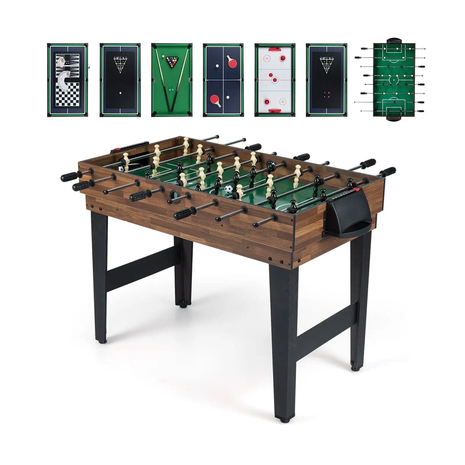 10-in-1 Combo Game Table Set 50inch Multi-Game Table with Foosball-Brown by DirectDeals