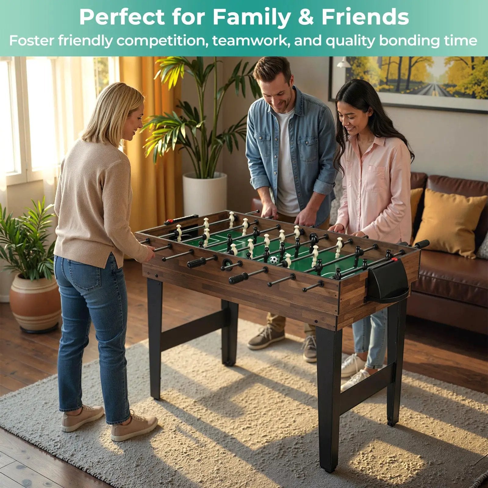 10-in-1 Combo Game Table Set 50inch Multi-Game Table with Foosball-Brown by DirectDeals