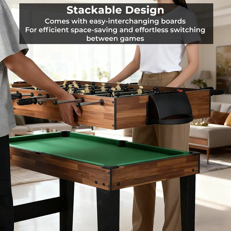 10-in-1 Combo Game Table Set 50inch Multi-Game Table with Foosball-Brown by DirectDeals