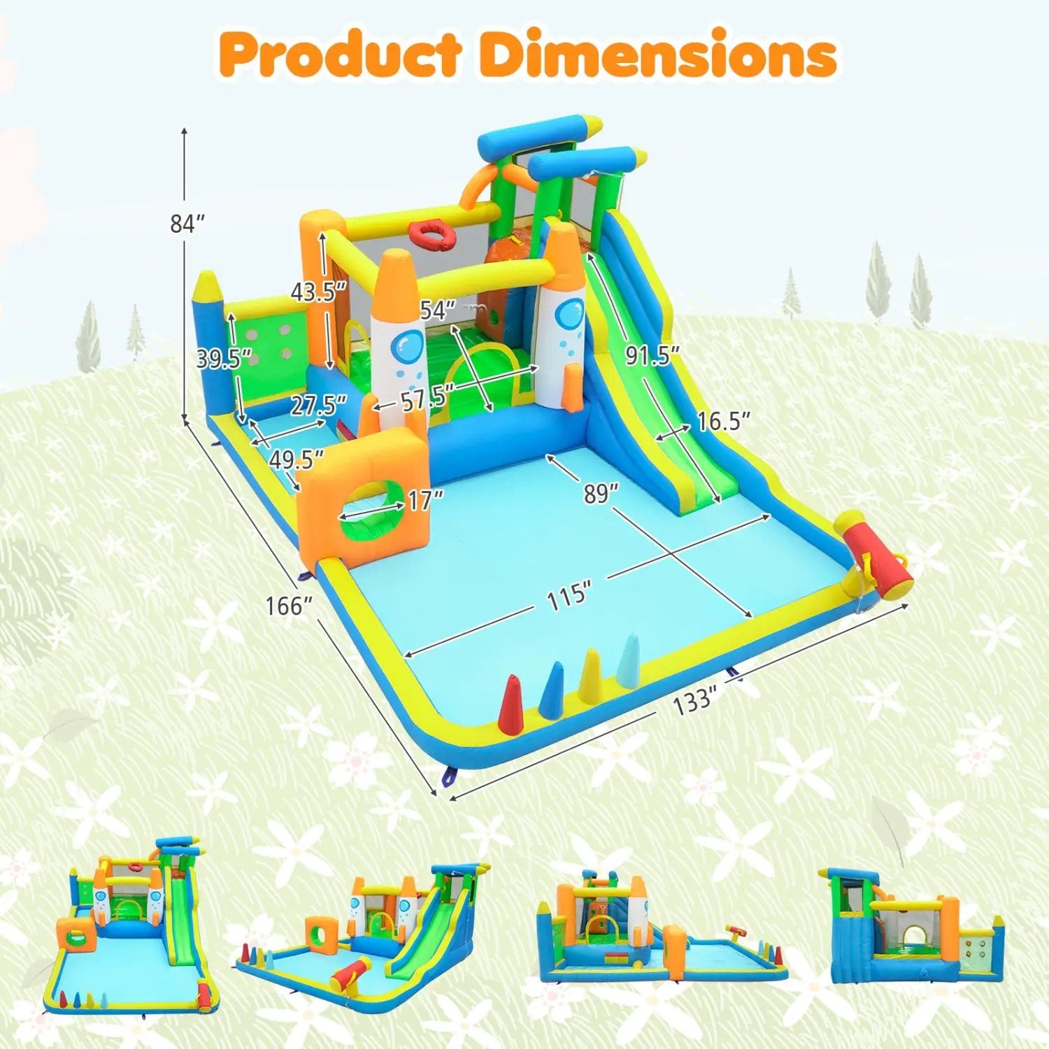 10-in-1 Inflatable Bounce House with Water Slide and Ball Pit by DirectDeals
