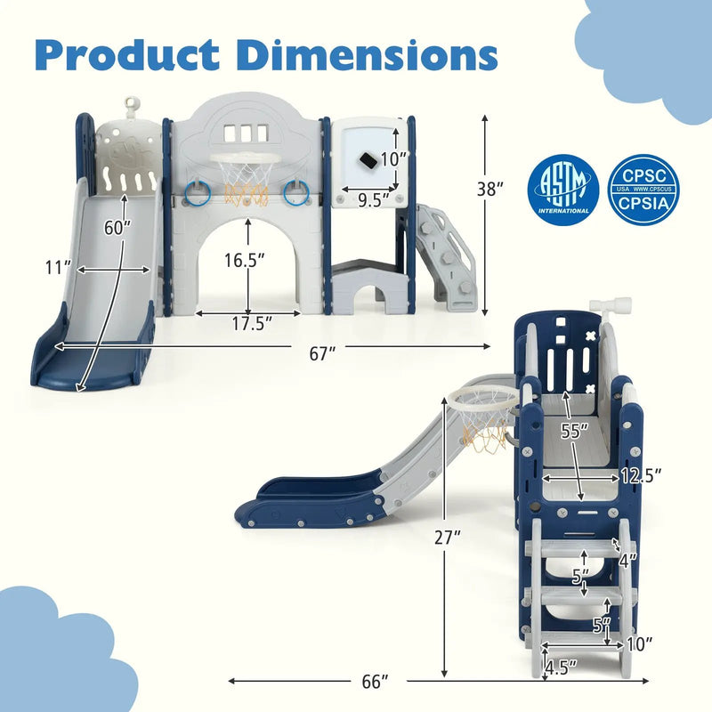 10 in 1 Toddler Slide Set Kids Slide and Climber Playset Indoor Playground by DirectDeals