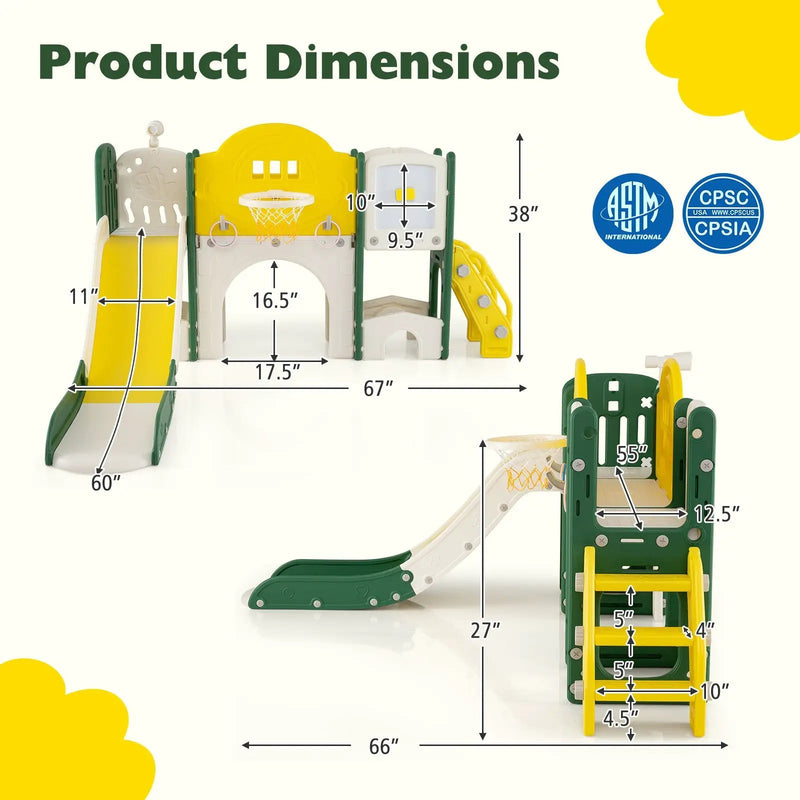 10 in 1 Toddler Slide Set Kids Slide and Climber Playset Indoor Playground by DirectDeals