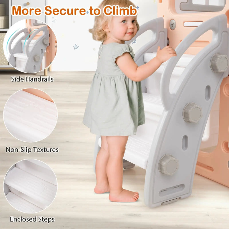 10-in-1 Toddler Swing and Slide Set Climber Playset with Basketball Hoop by DirectDeals