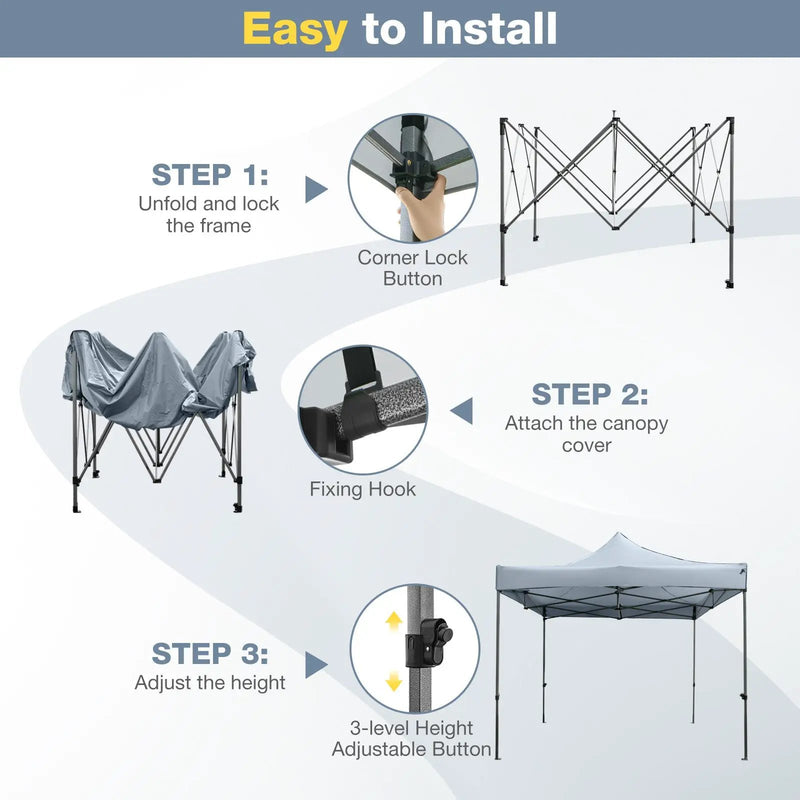 10 x 10 FT Outdoor Pop up Canopy Tent Easy Setup Gazebo Shelter with Wheeled Bag by DirectDeals