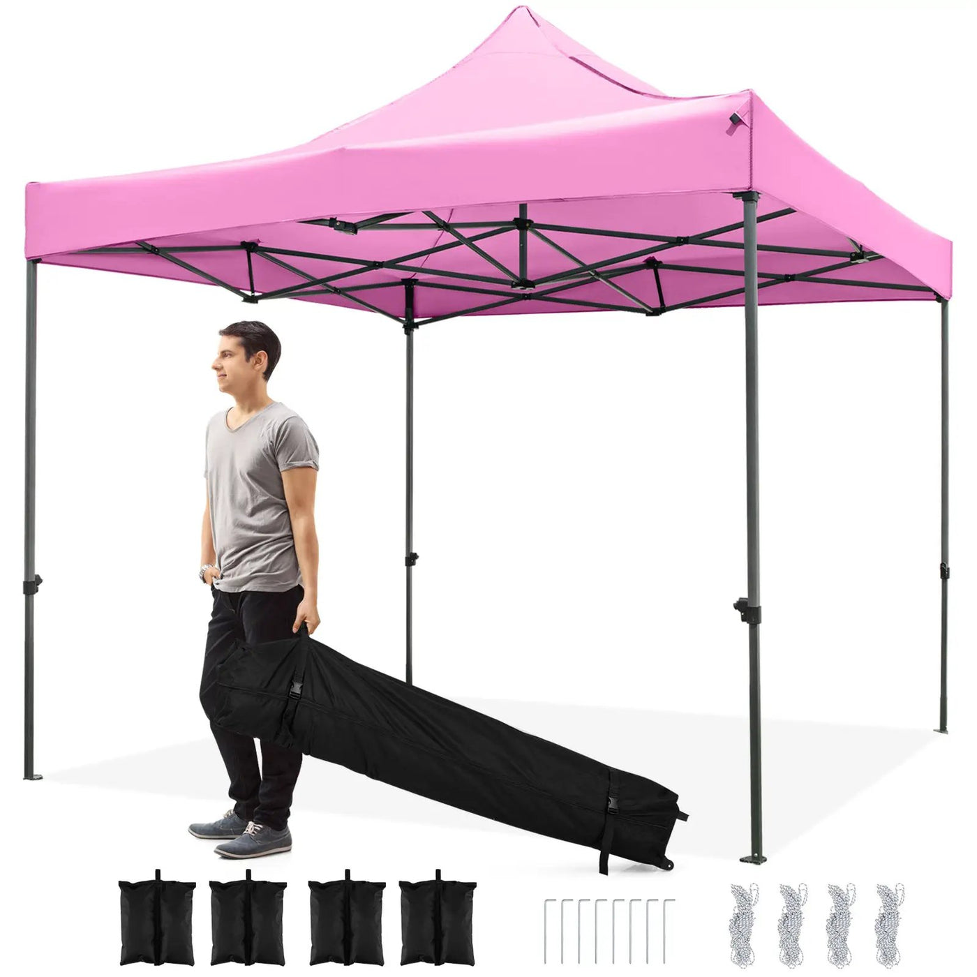 10 x 10 FT Outdoor Pop up Canopy Tent Easy Setup Gazebo Shelter with Wheeled Bag by DirectDeals