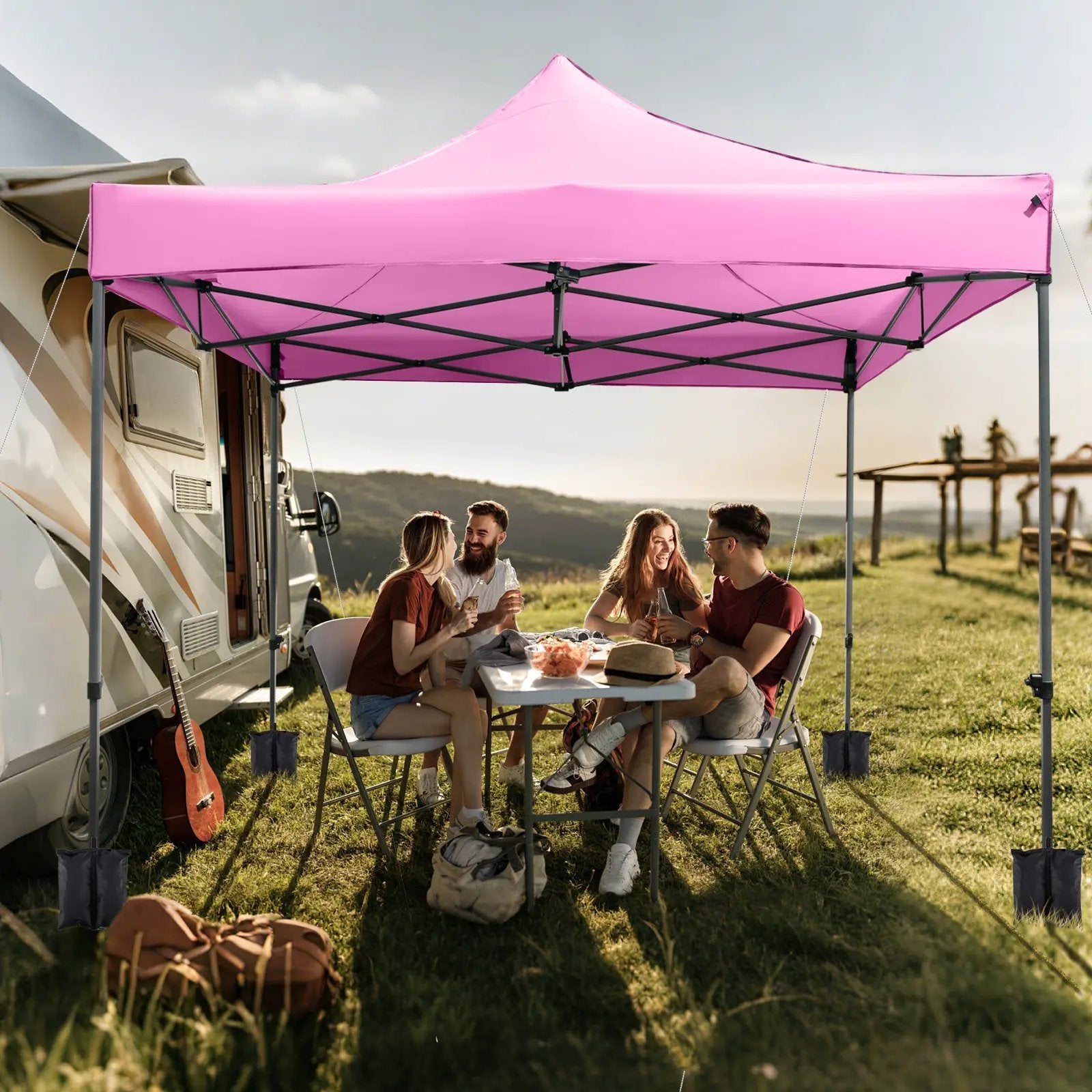 10 x 10 FT Outdoor Pop up Canopy Tent Easy Setup Gazebo Shelter with Wheeled Bag by DirectDeals