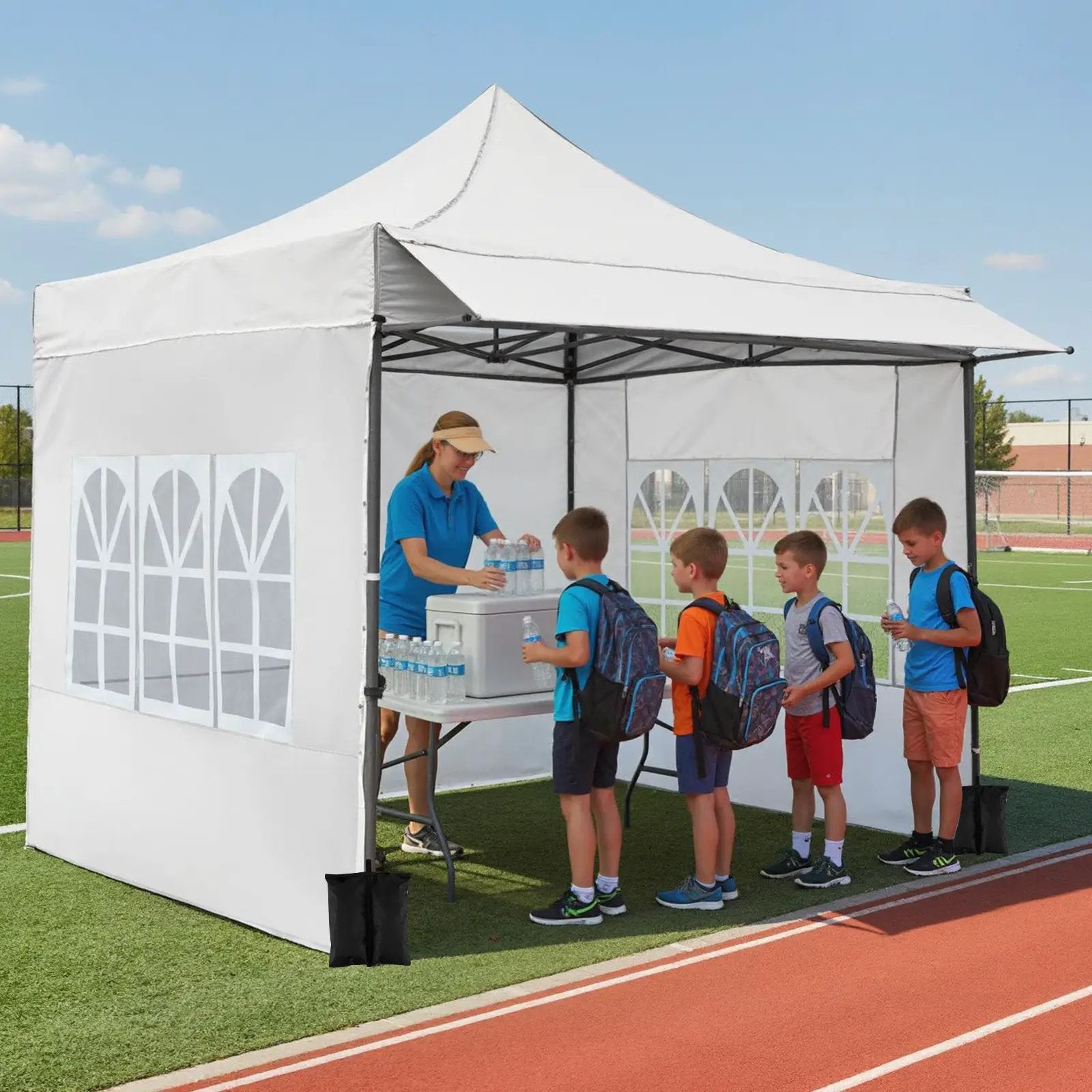 10 x 10 FT Pop up Canopy Tent with Sidewalls and Awning for Party Picnic Event by DirectDeals