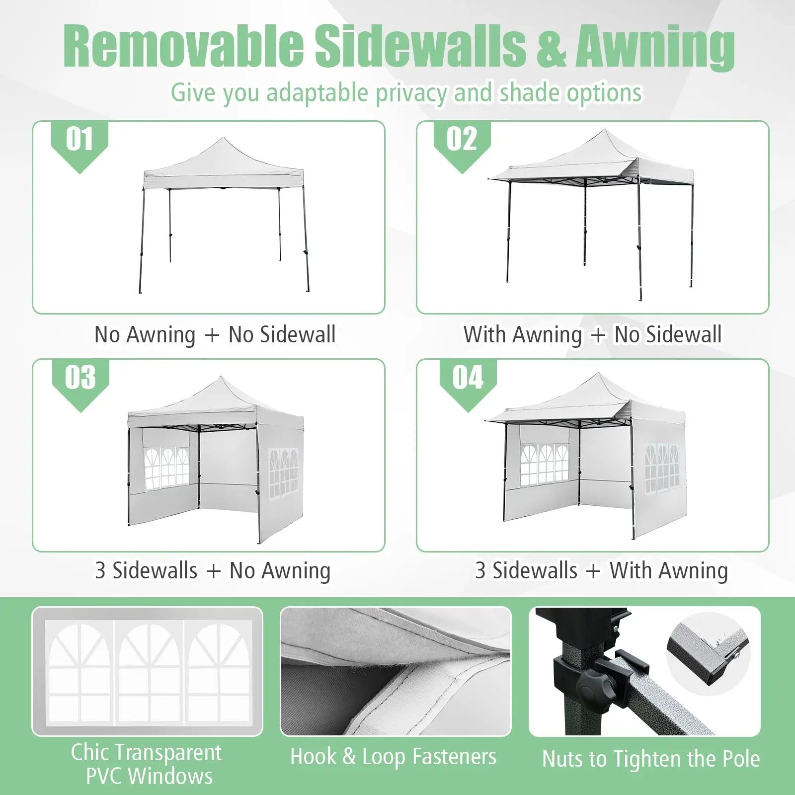10 x 10 FT Pop up Canopy Tent with Sidewalls and Awning for Party Picnic Event by DirectDeals