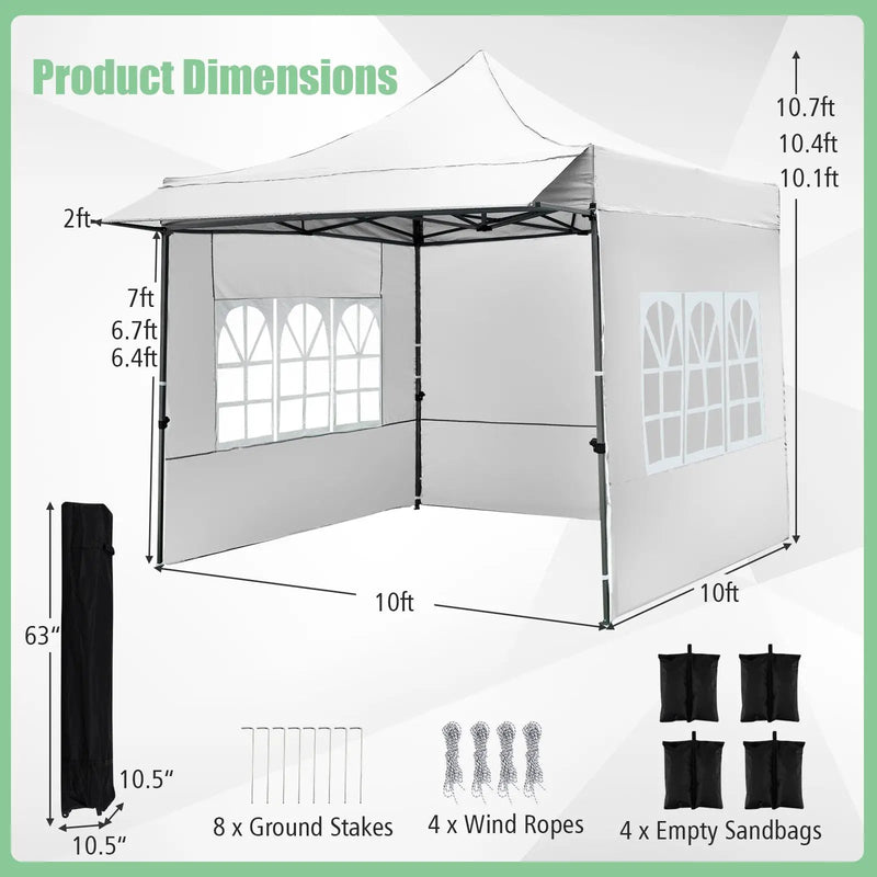 10 x 10 FT Pop up Canopy Tent with Sidewalls and Awning for Party Picnic Event by DirectDeals