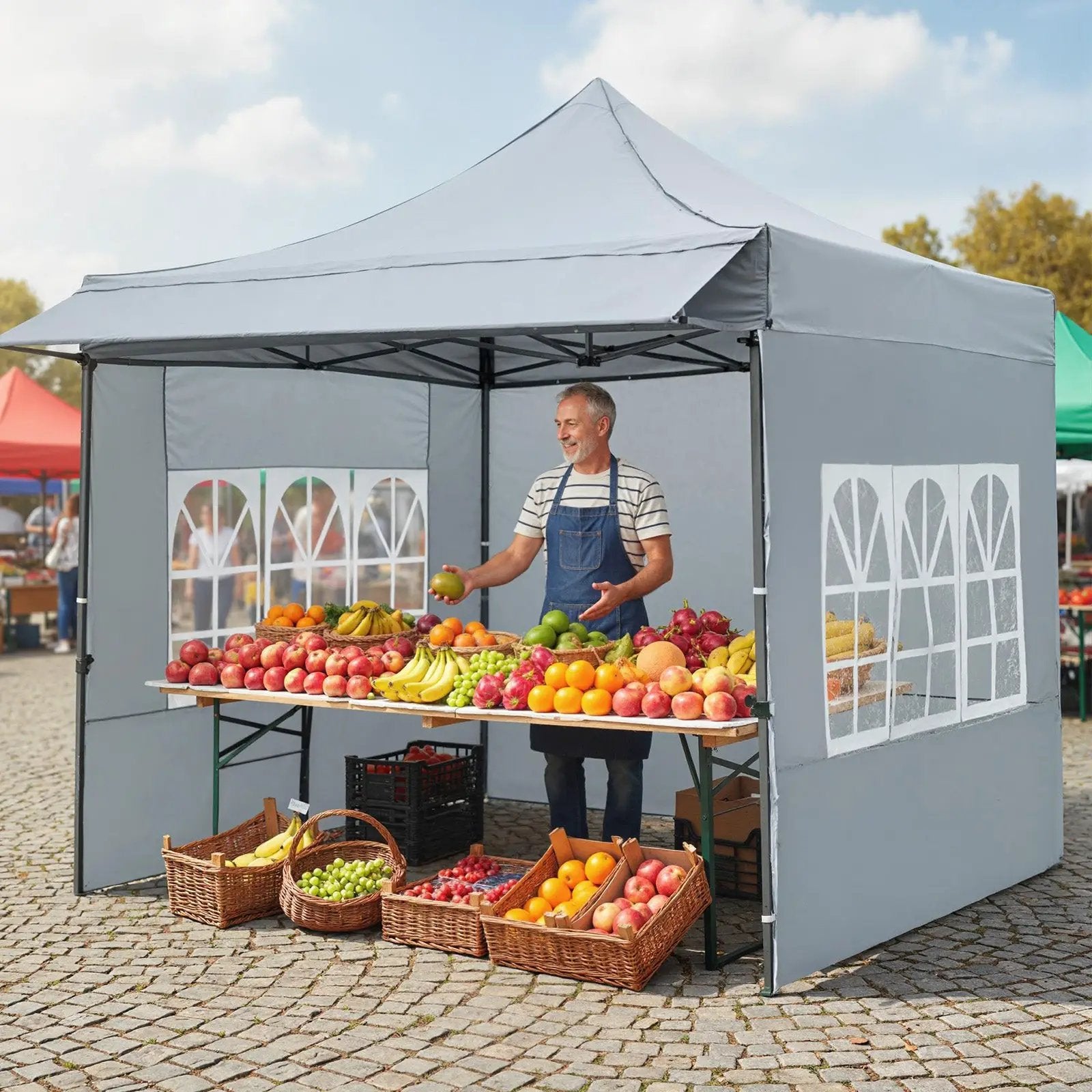10 x 10 FT Pop up Canopy Tent with Sidewalls and Awning for Party Picnic Event by DirectDeals