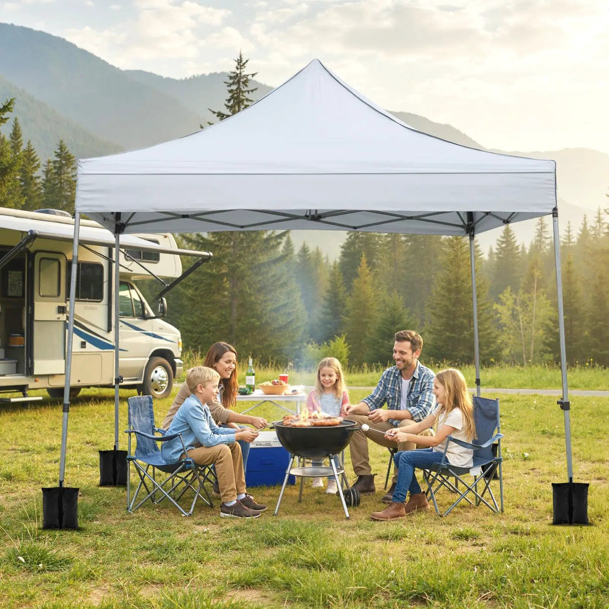 10 x 10 FT Pop up Canopy Tent with Sidewalls and Awning for Party Picnic Event by DirectDeals