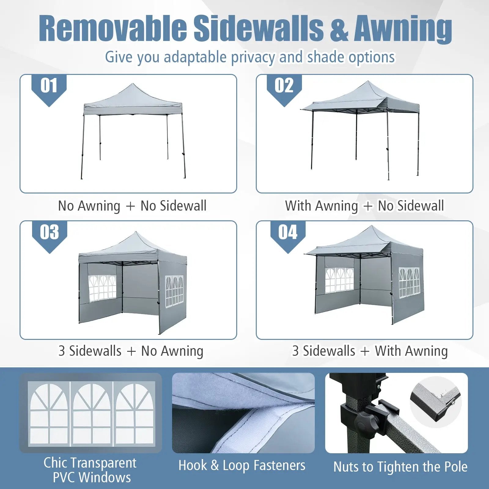 10 x 10 FT Pop up Canopy Tent with Sidewalls and Awning for Party Picnic Event by DirectDeals