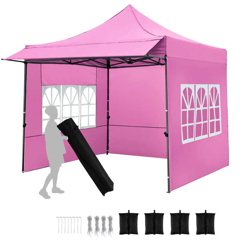 10 x 10 FT Pop up Canopy Tent with Sidewalls and Awning for Party Picnic Event by DirectDeals