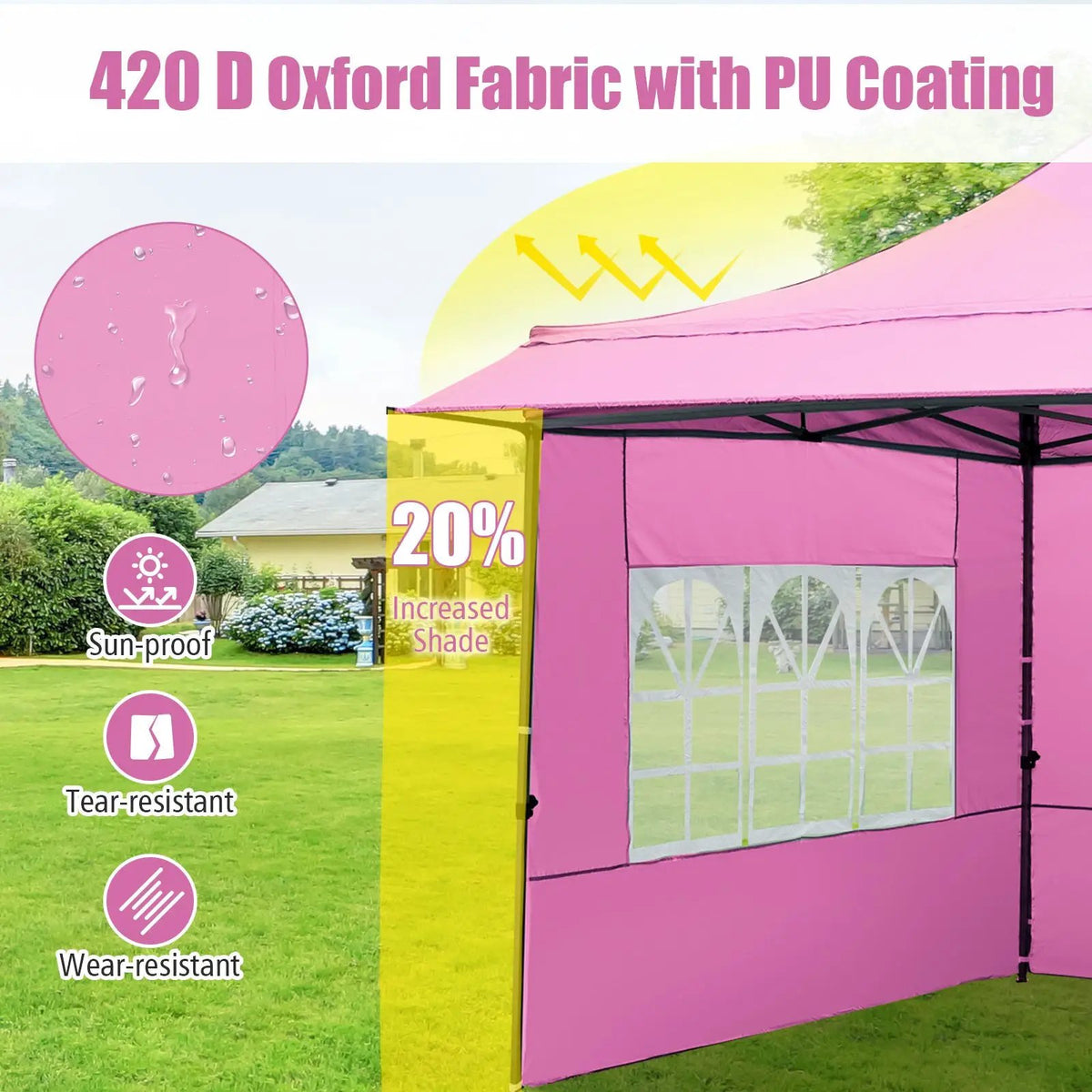 10 x 10 FT Pop up Canopy Tent with Sidewalls and Awning for Party Picnic Event by DirectDeals