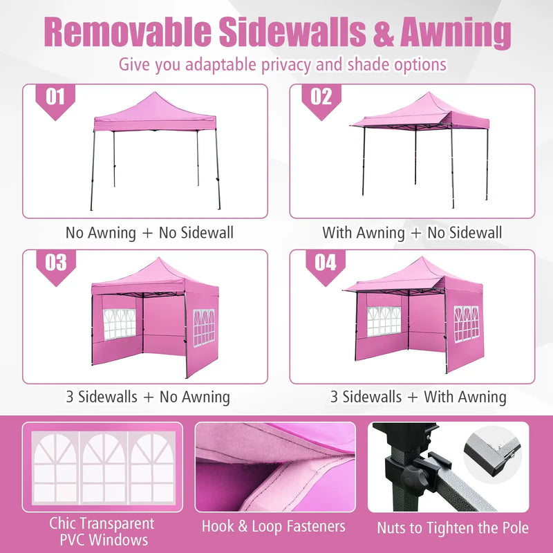 10 x 10 FT Pop up Canopy Tent with Sidewalls and Awning for Party Picnic Event by DirectDeals