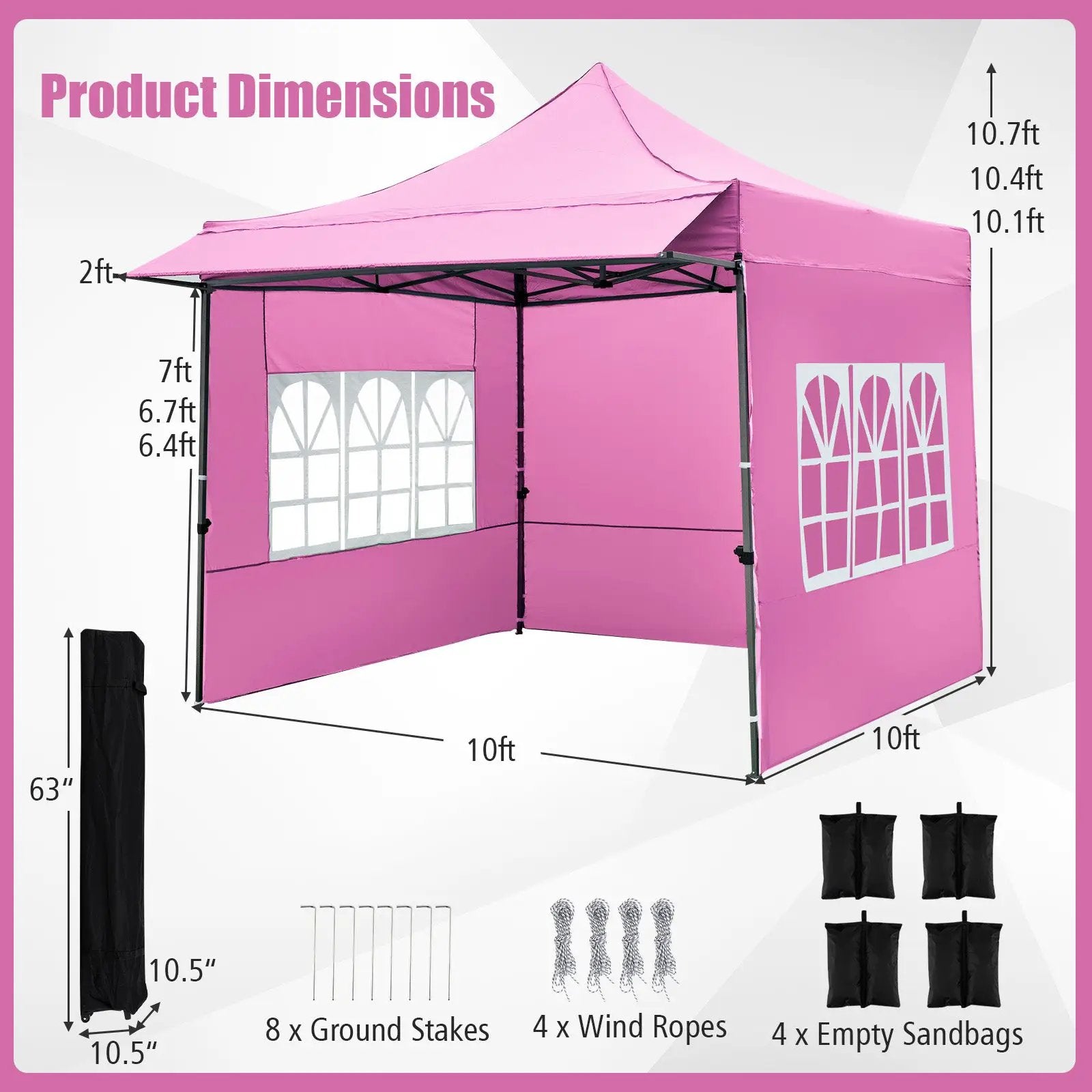 10 x 10 FT Pop up Canopy Tent with Sidewalls and Awning for Party Picnic Event by DirectDeals