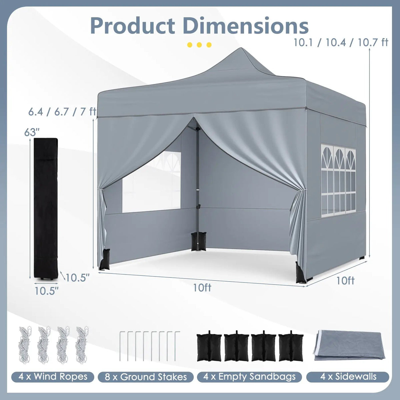 10 x 10 FT Pop up Canopy Tent with 4 Removable Sidewalls and Wheeled Bag by DirectDeals