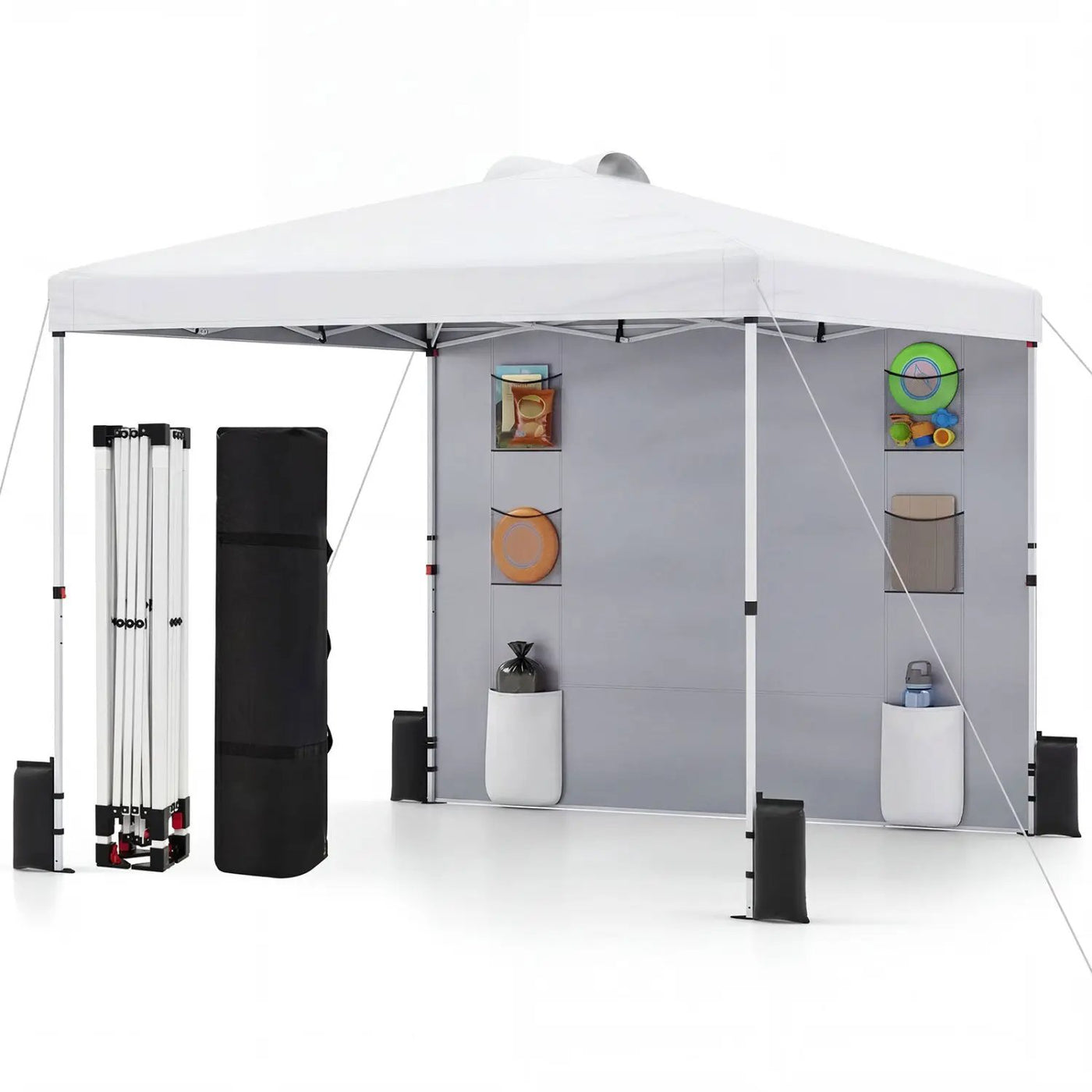 10 x 10 FT Pop up Canopy Tent with Sidewall 6 Pockets Instant Setup Commercial Gazebo by DirectDeals