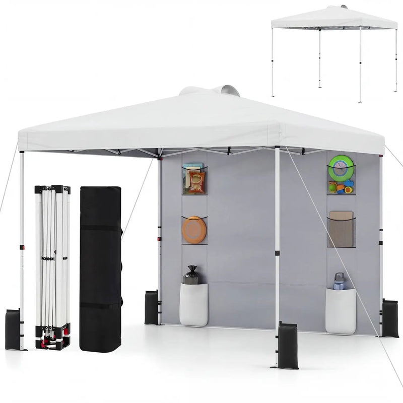 10 x 10 FT Pop up Canopy Tent with Sidewall 6 Pockets Instant Setup Commercial Gazebo by DirectDeals