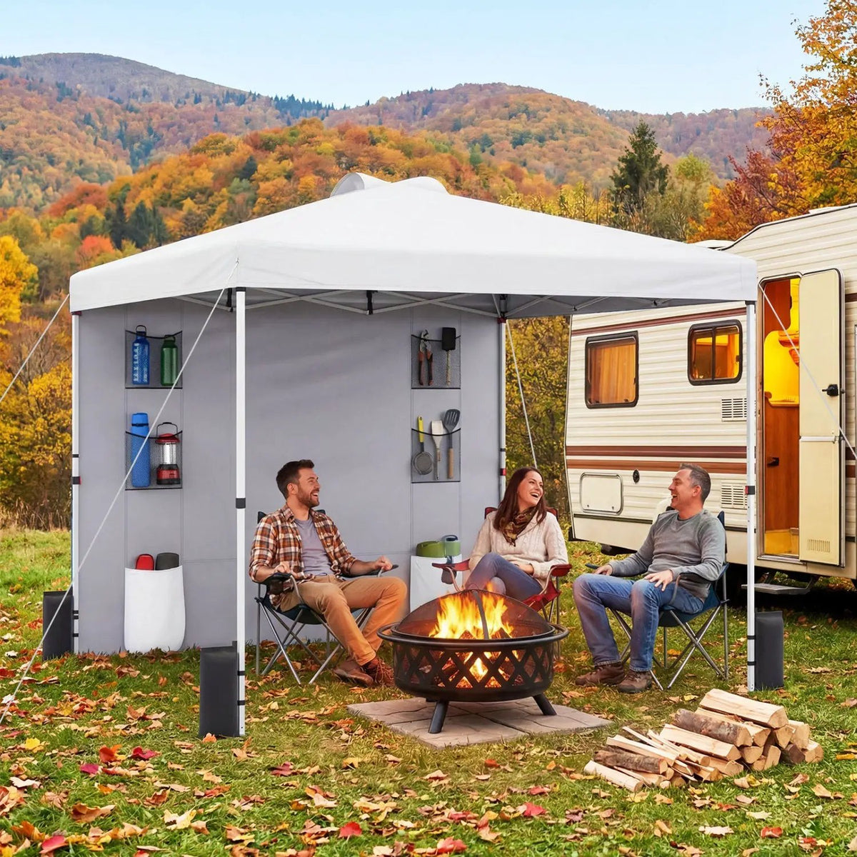 10 x 10 FT Pop up Canopy Tent with Sidewall 6 Pockets Instant Setup Commercial Gazebo by DirectDeals
