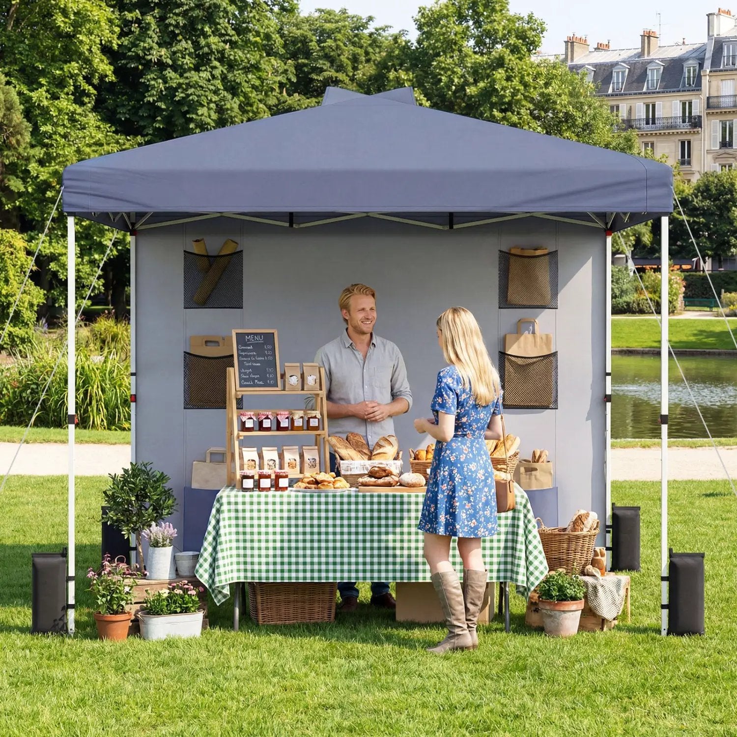 10 x 10 FT Pop up Canopy Tent with Sidewall 6 Pockets Instant Setup Commercial Gazebo by DirectDeals