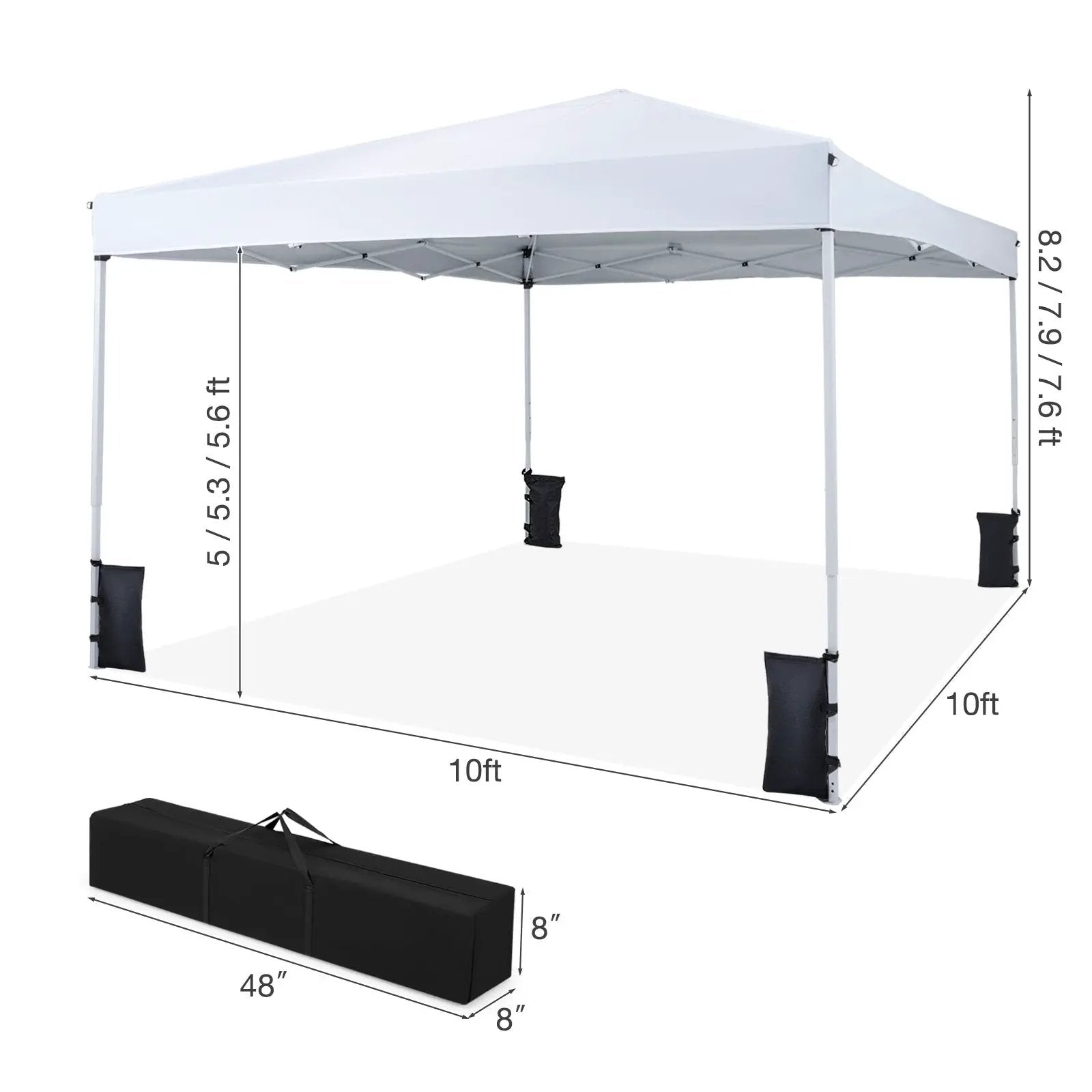 10 x 10 Feet Pop up Canopy Tent with Carrying Bag and 4 Sandbags by DirectDeals