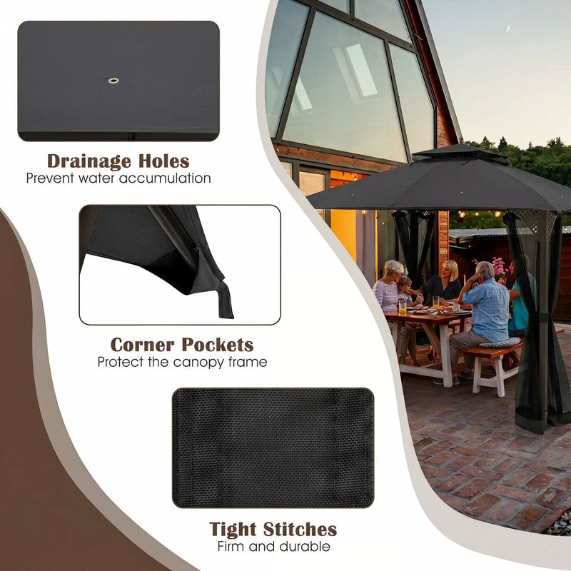 10' x 12' Gazebo Replacement Canopy Top with Air Vent by DirectDeals