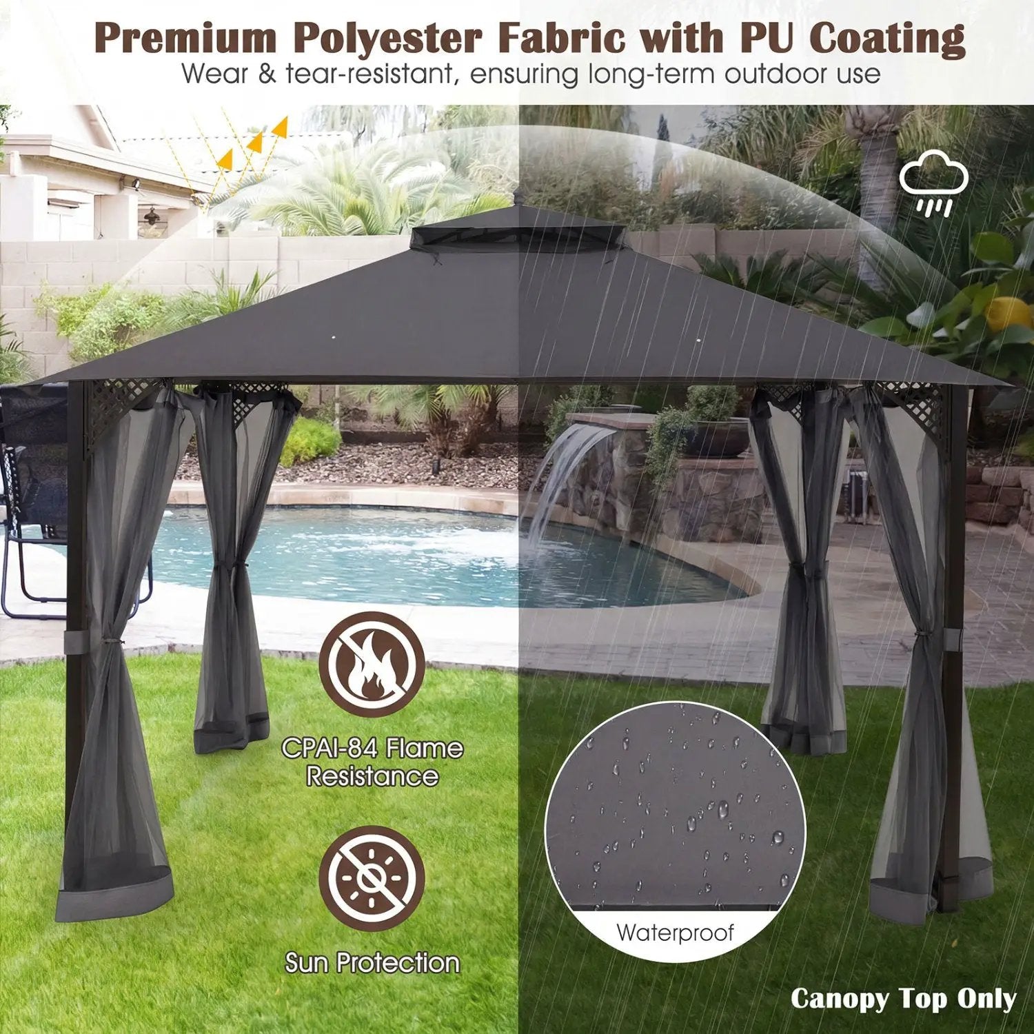 10' x 12' Gazebo Replacement Canopy Top with Air Vent by DirectDeals