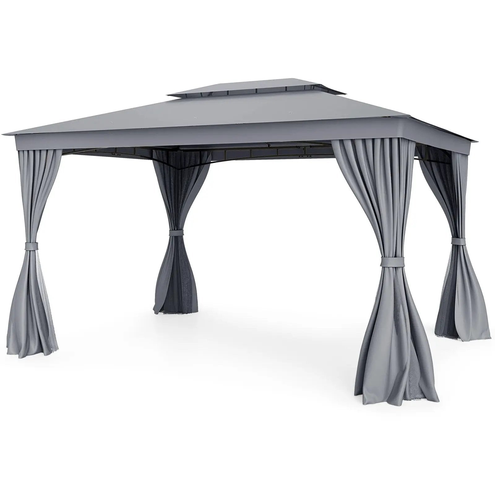10 x 13 Feet Patio Gazebo Double-Roof with Mesh Netting and Privacy Curtains by DirectDeals