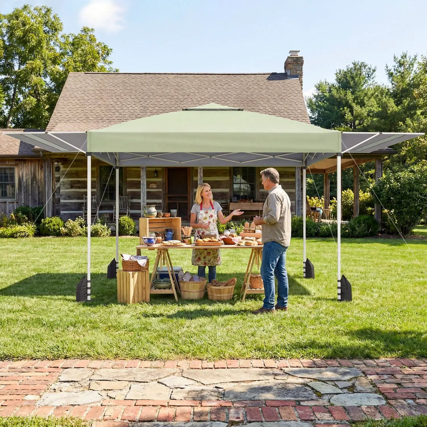 10 x 17 Feet Pop Up Canopy Tent with Dual Adjustable Awnings by DirectDeals