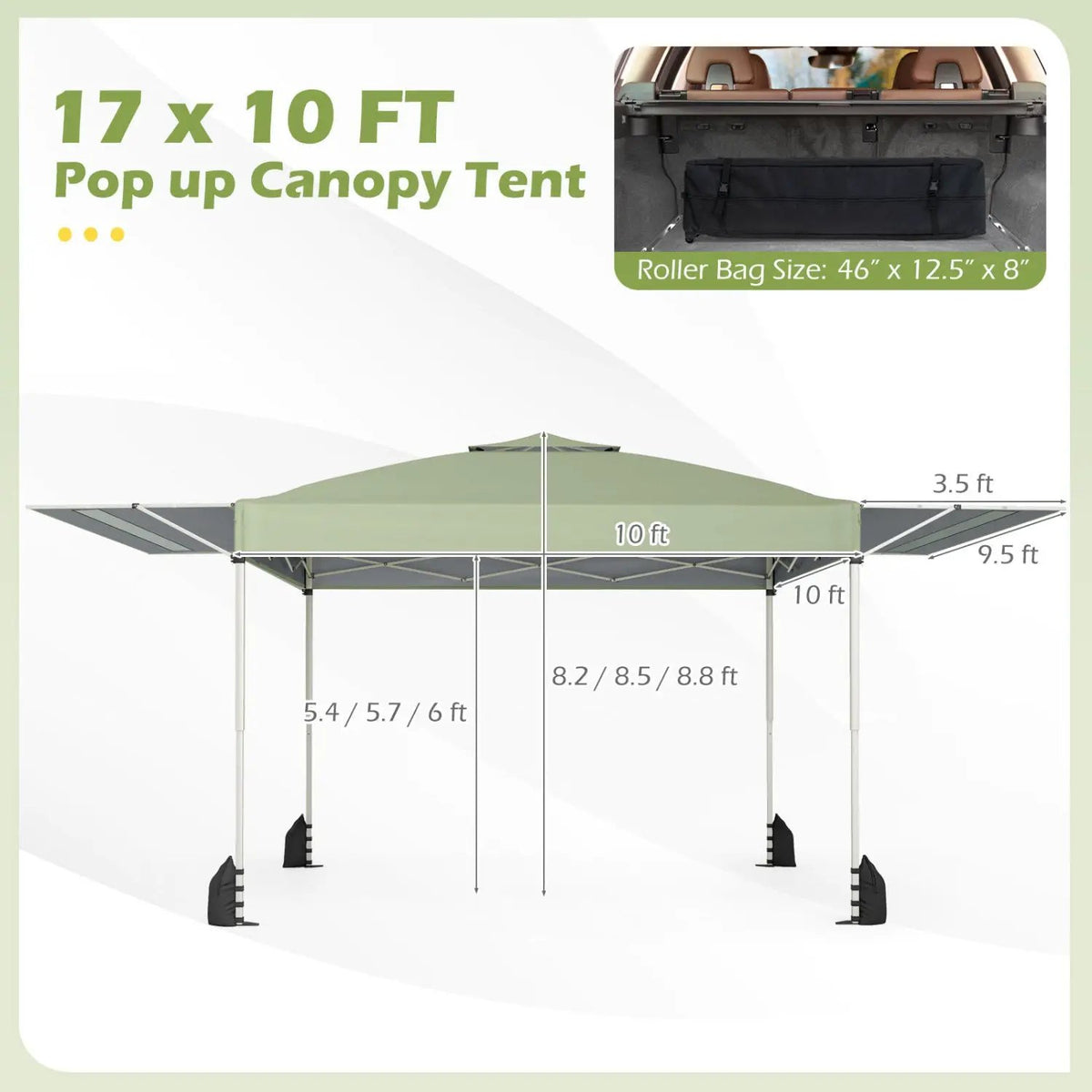 10 x 17 Feet Pop Up Canopy Tent with Dual Adjustable Awnings by DirectDeals