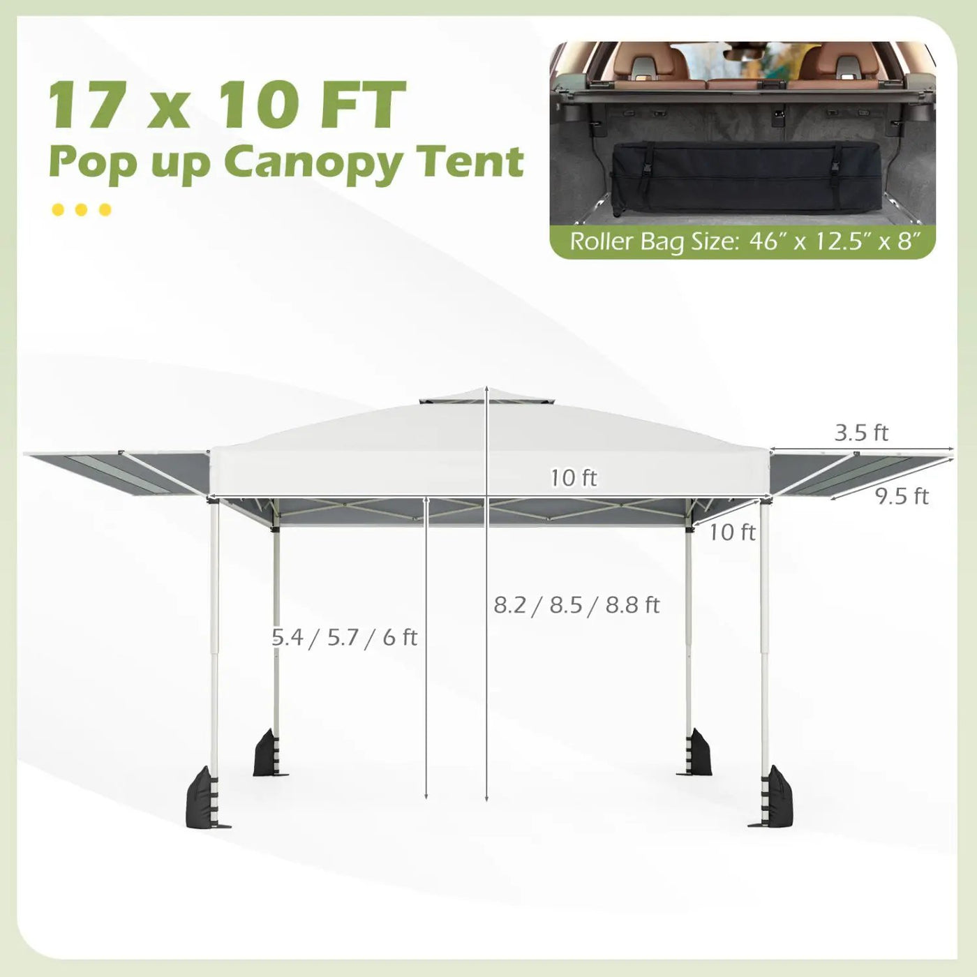 10 x 17 Feet Pop Up Canopy Tent with Dual Adjustable Awnings by DirectDeals
