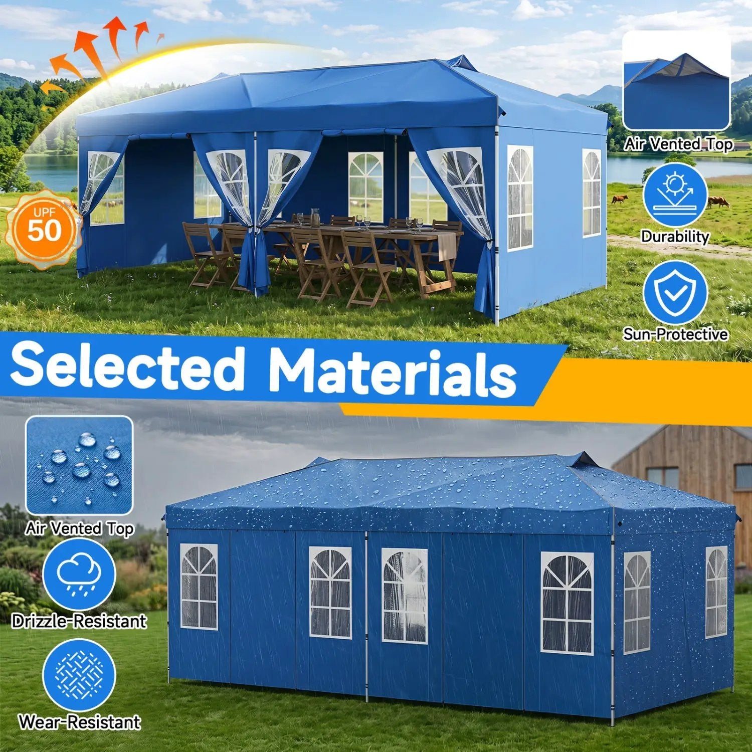 Pop Up Canopy Tent 10x20 FT with 6 Sidewalls by DirectDeals