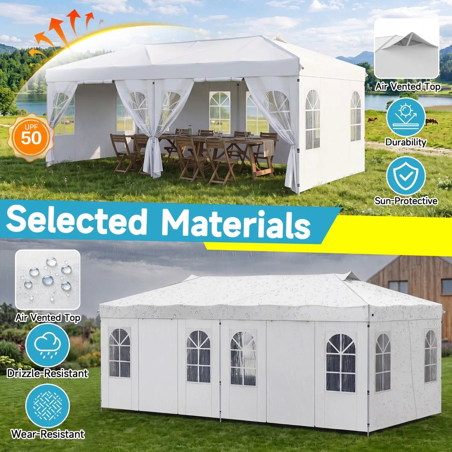 Pop Up Canopy Tent 10x20 FT with 6 Sidewalls by DirectDeals