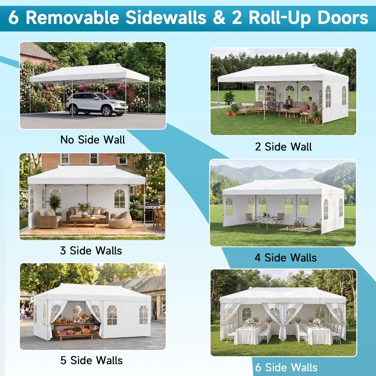 Pop Up Canopy Tent 10x20 FT with 6 Sidewalls by DirectDeals