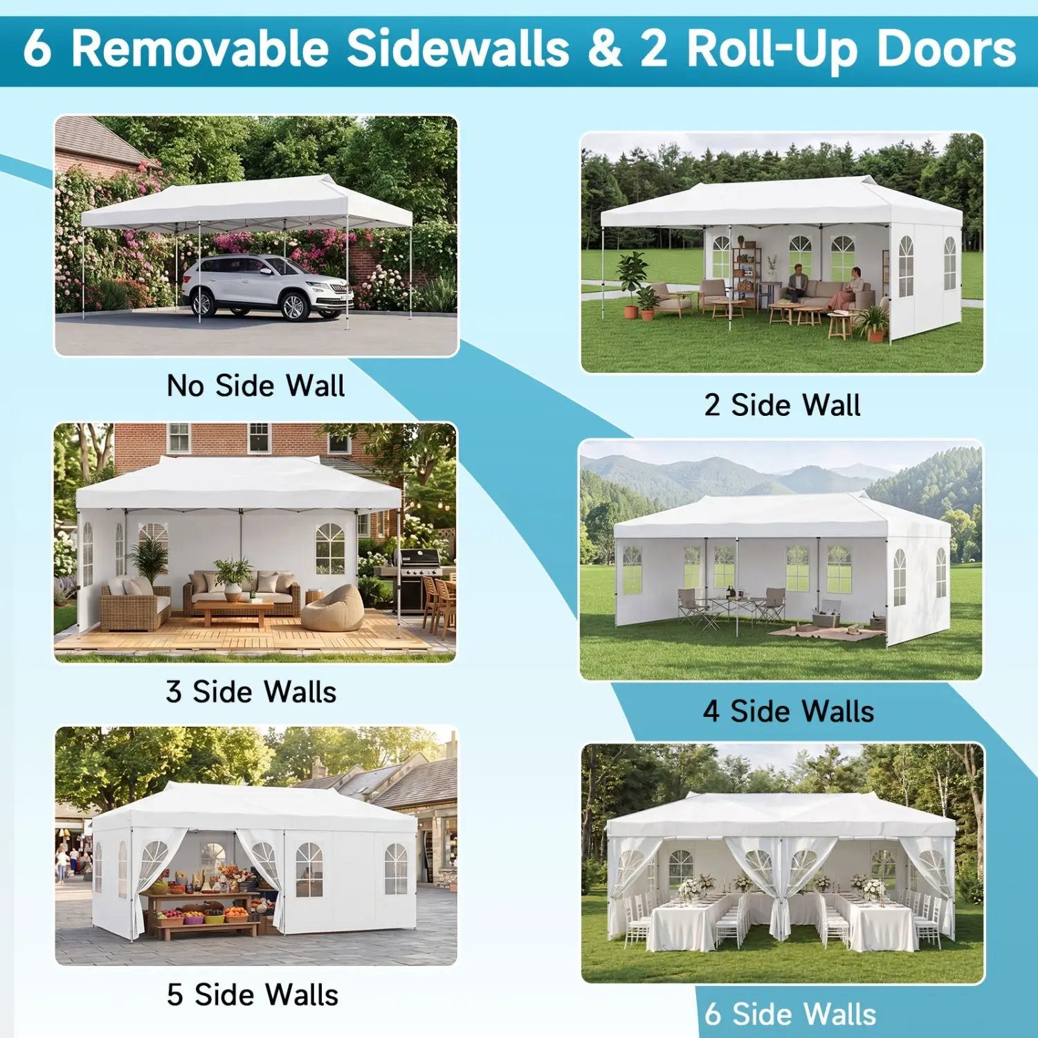 Pop Up Canopy Tent 10x20 FT with 6 Sidewalls by DirectDeals