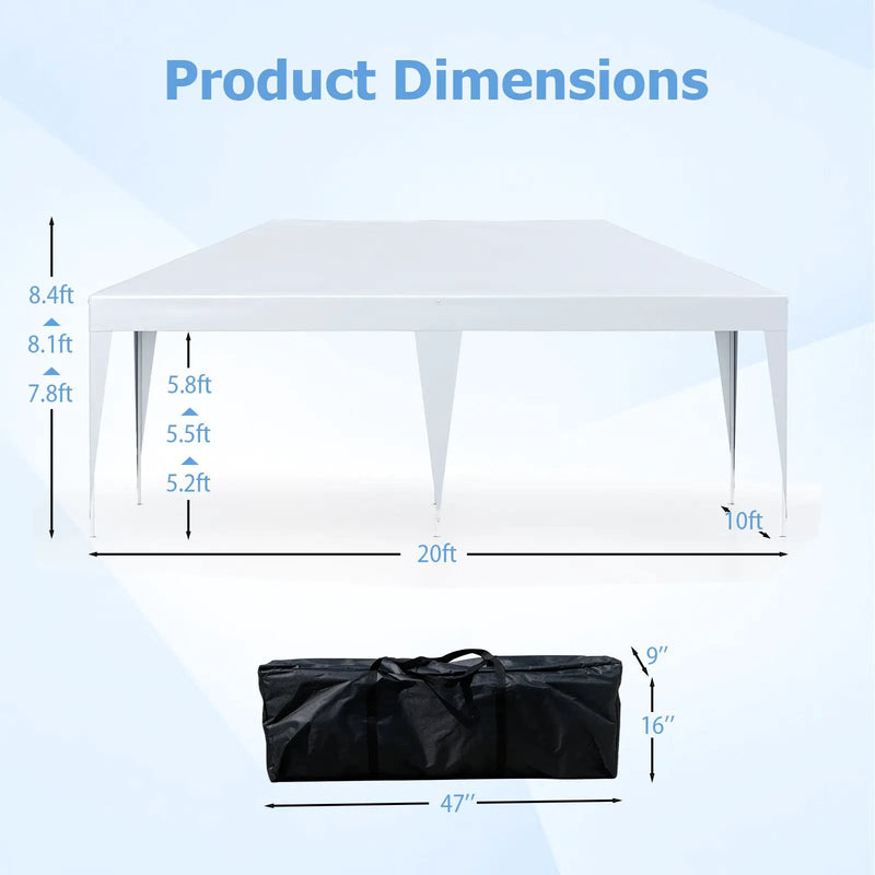 10 x 20 FT Pop up Canopy Tent with Carry Bag for Party BBQ-White by DirectDeals