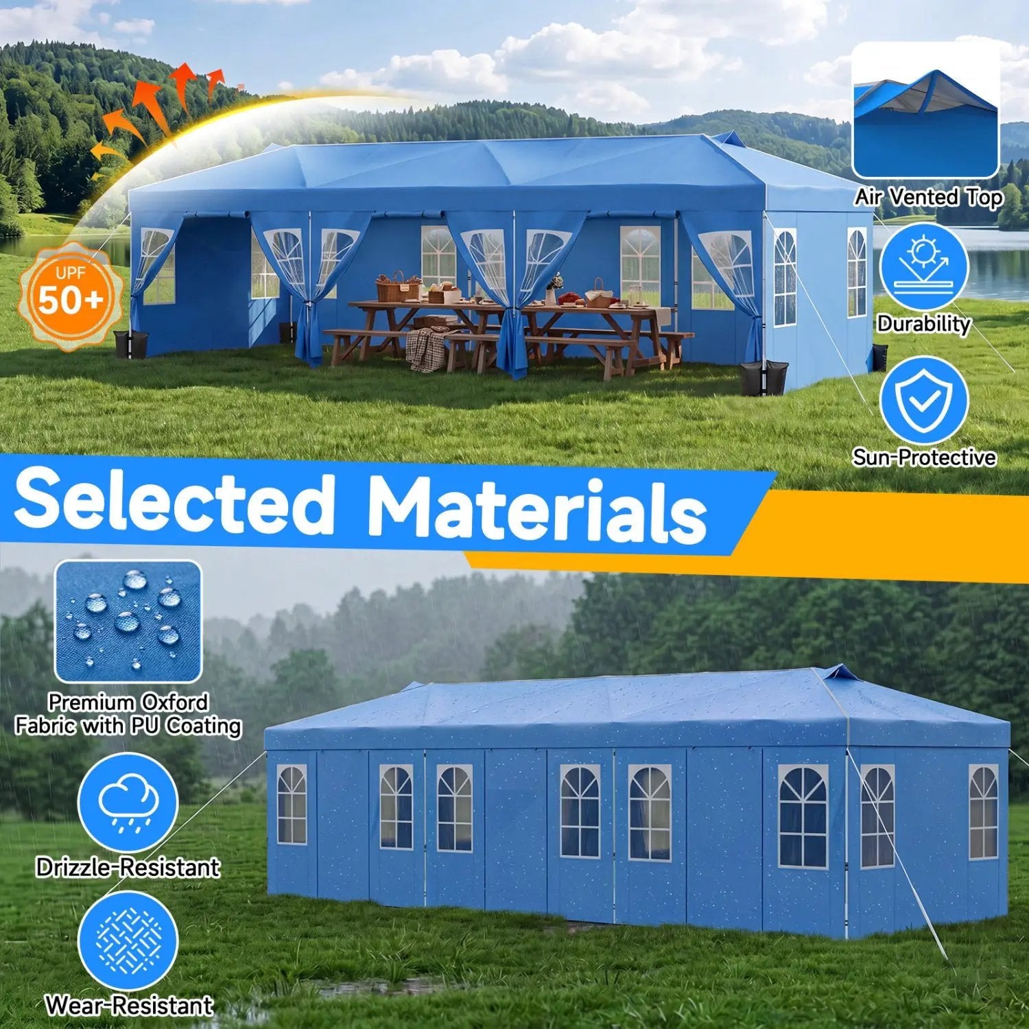 Pop Up Canopy Tent 10x30 FT with 8 Sidewalls by DirectDeals