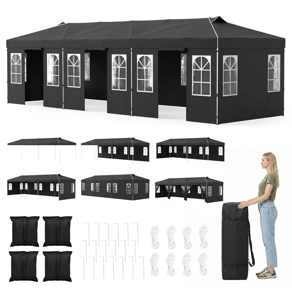 Pop Up Canopy Tent 10x30 FT with 8 Sidewalls by DirectDeals