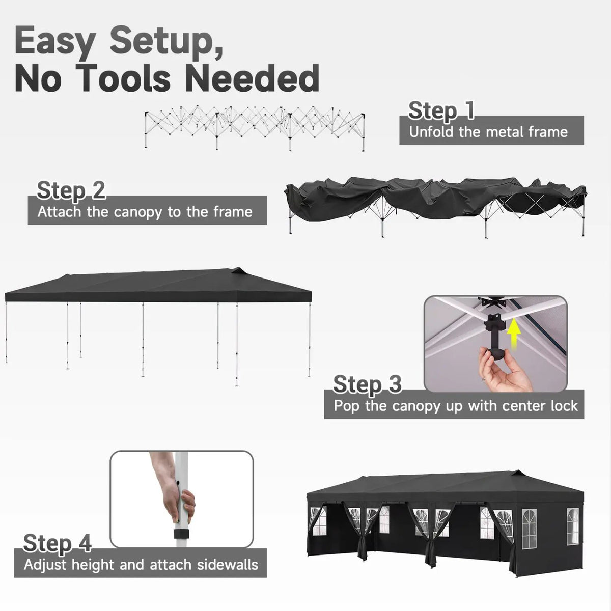 Pop Up Canopy Tent 10x30 FT with 8 Sidewalls by DirectDeals