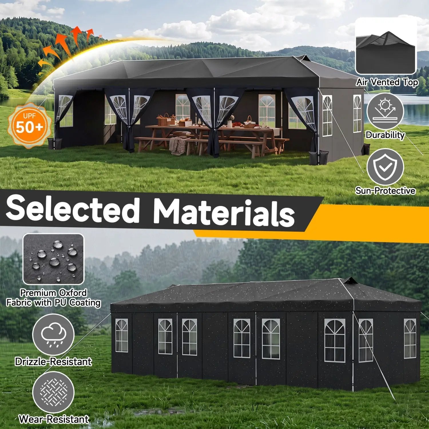 Pop Up Canopy Tent 10x30 FT with 8 Sidewalls by DirectDeals