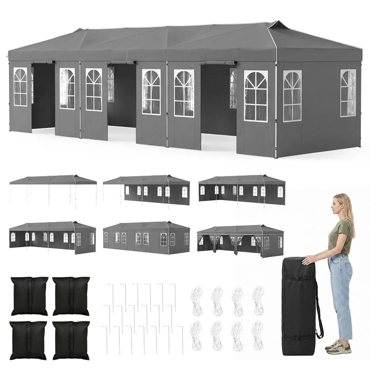 Pop Up Canopy Tent 10x30 FT with 8 Sidewalls by DirectDeals