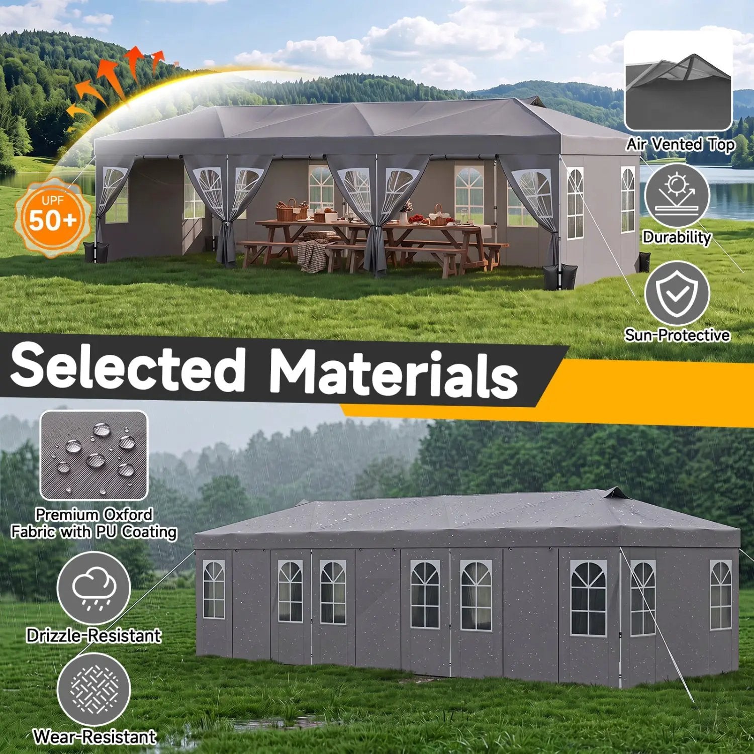 Pop Up Canopy Tent 10x30 FT with 8 Sidewalls by DirectDeals