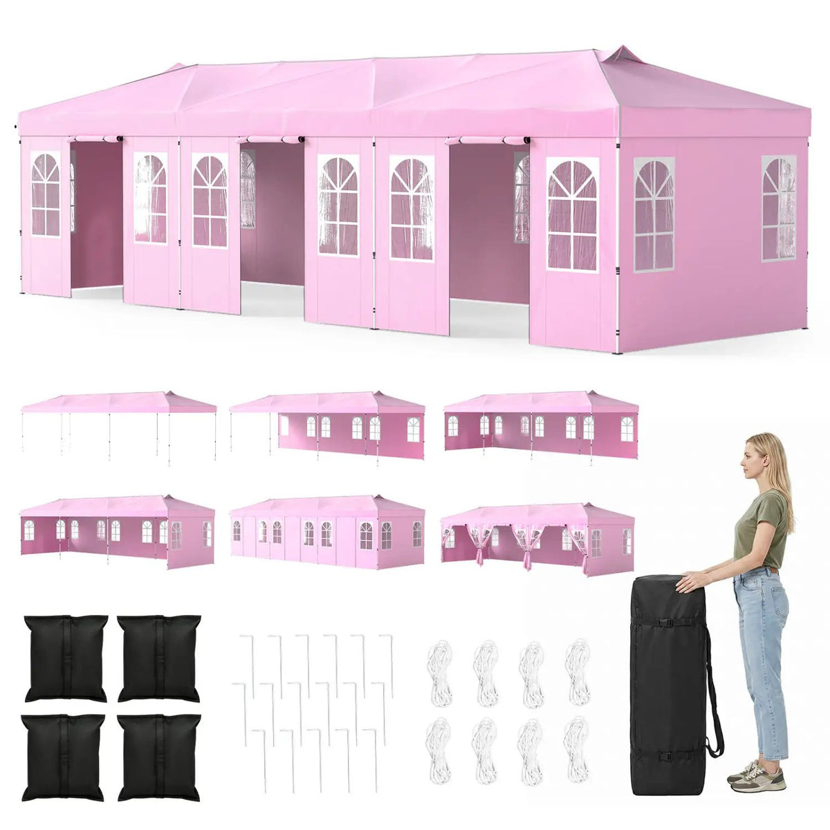 Pop Up Canopy Tent 10x30 FT with 8 Sidewalls by DirectDeals
