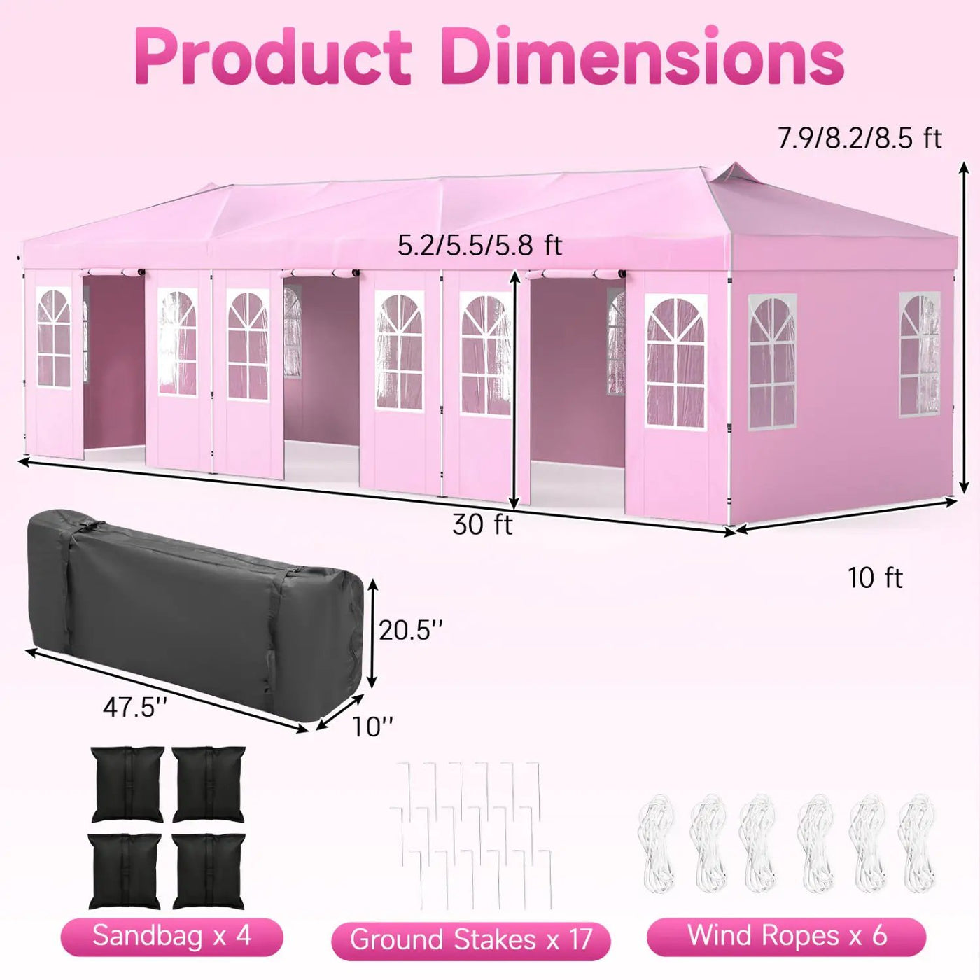 Pop Up Canopy Tent 10x30 FT with 8 Sidewalls by DirectDeals