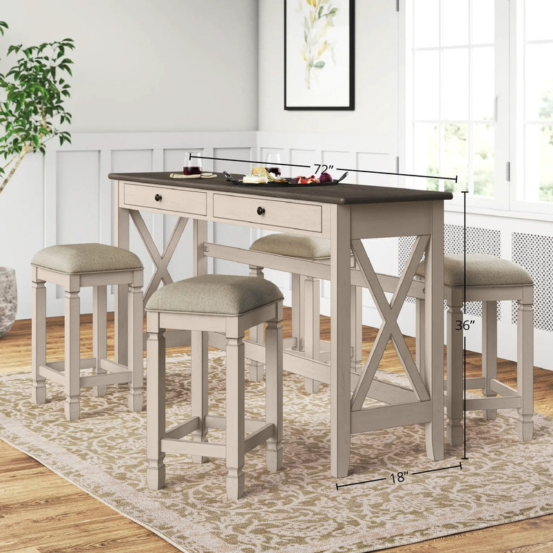 Console Table With 4 Stools - Antique White by Unique Piece Furniture