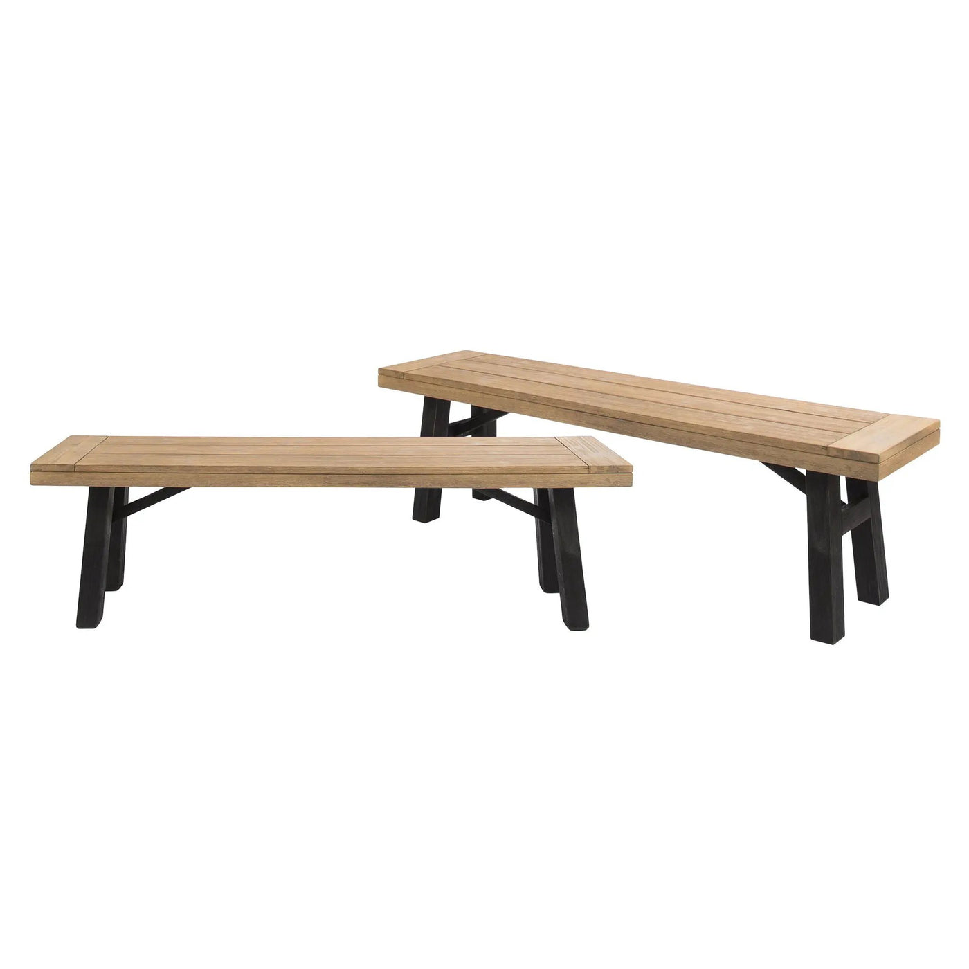 Outdoor Bench With Slat Panel Design And Acacia Wood Frame by HouseOfZazla