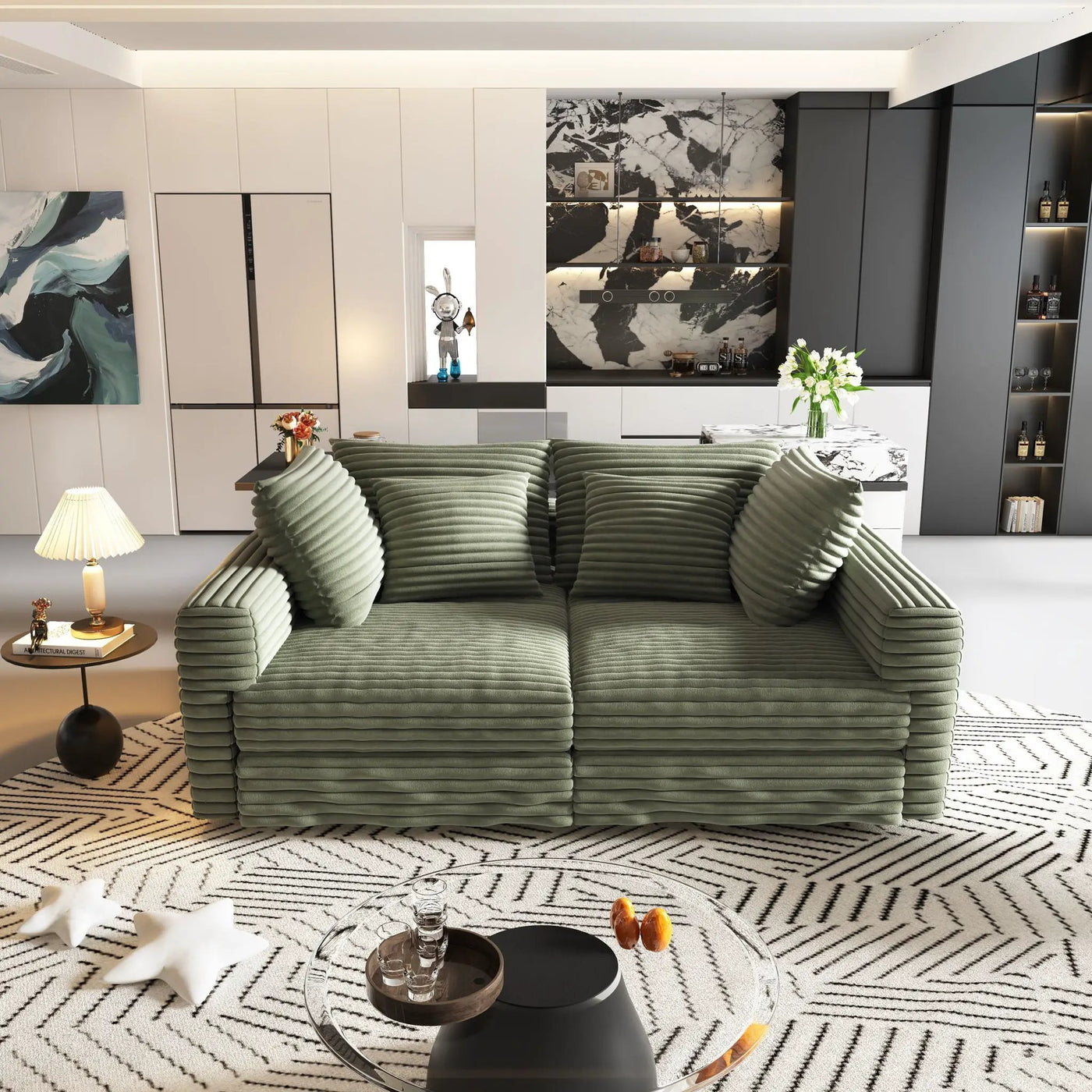 Convertible Deep Seat Sofa With Soft Pillows And Ottomans by HouseOfZazla