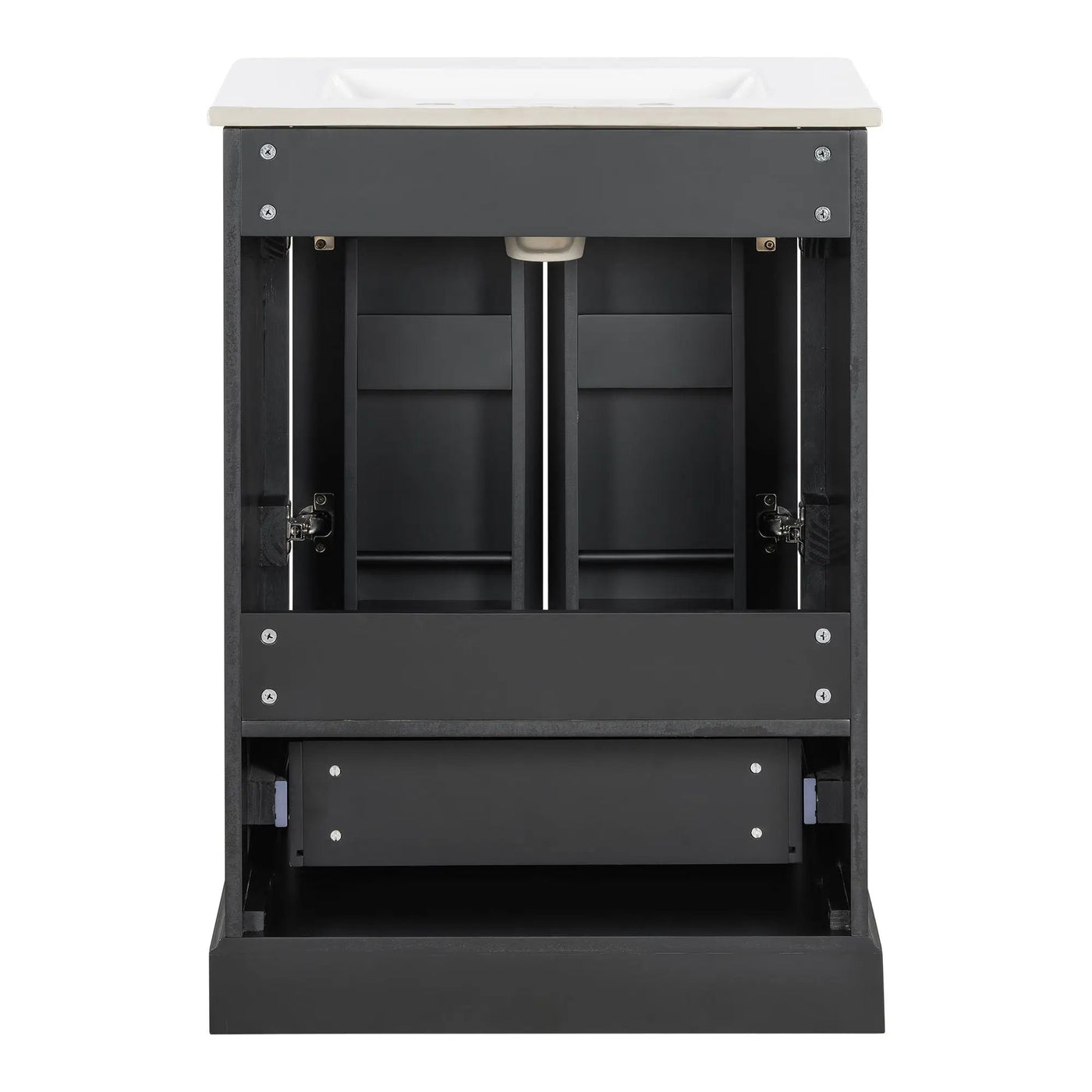 Bathroom Vanity With Sink, 1 Divided Drawer And 2 Soft Close Doors With Double Shelf by HouseOfZazla